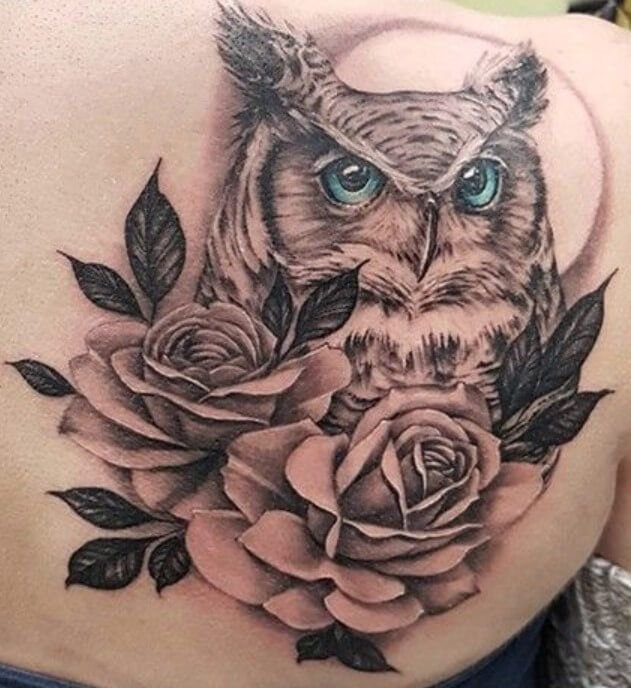 12+ Best Owl And Rose Tattoo Designs